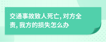 交通事故致人死亡, 对方全责, 我方的损失怎么办