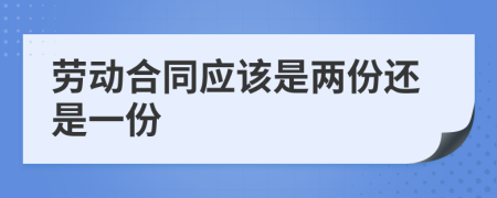 劳动合同应该是两份还是一份