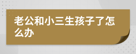 老公和小三生孩子了怎么办