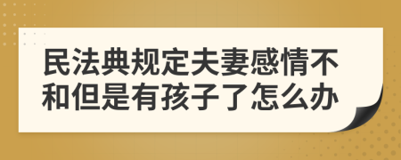 民法典规定夫妻感情不和但是有孩子了怎么办