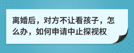 离婚后，对方不让看孩子，怎么办，如何申请中止探视权
