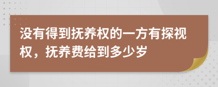 没有得到抚养权的一方有探视权，抚养费给到多少岁