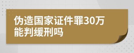 伪造国家证件罪30万能判缓刑吗