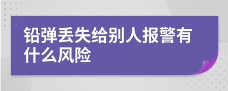 铅弹丢失给别人报警有什么风险