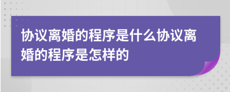 协议离婚的程序是什么协议离婚的程序是怎样的