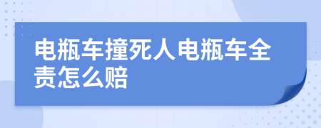 电瓶车撞死人电瓶车全责怎么赔