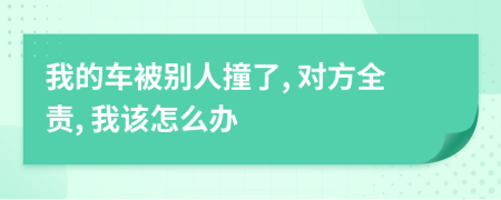 我的车被别人撞了, 对方全责, 我该怎么办