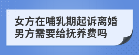 女方在哺乳期起诉离婚男方需要给抚养费吗