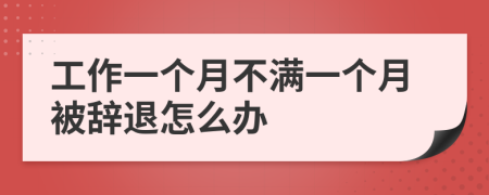 工作一个月不满一个月被辞退怎么办