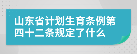 山东省计划生育条例第四十二条规定了什么