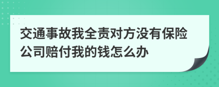 交通事故我全责对方没有保险公司赔付我的钱怎么办