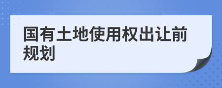 国有土地使用权出让前规划