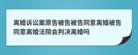 离婚诉讼案原告被告被告同意离婚被告同意离婚法院会判决离婚吗