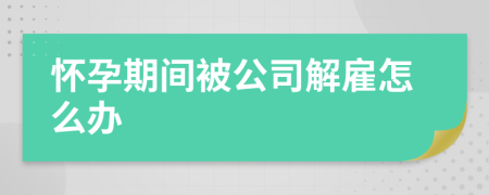 怀孕期间被公司解雇怎么办