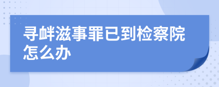 寻衅滋事罪已到检察院怎么办