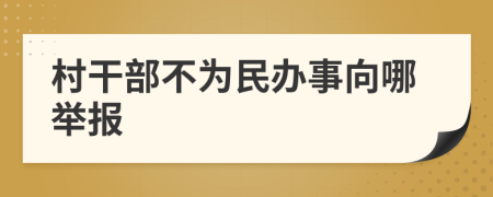 村干部不为民办事向哪举报