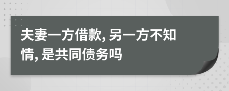 夫妻一方借款, 另一方不知情, 是共同债务吗