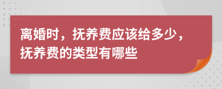 离婚时，抚养费应该给多少，抚养费的类型有哪些