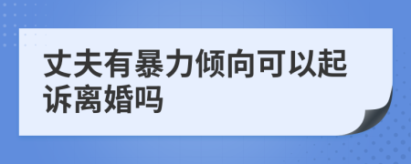 丈夫有暴力倾向可以起诉离婚吗