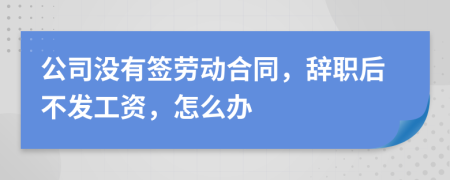 公司没有签劳动合同，辞职后不发工资，怎么办