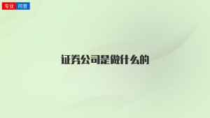 证券公司是做什么的