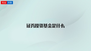 证券投资基金是什么