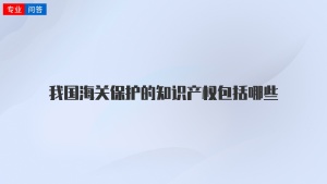 我国海关保护的知识产权包括哪些