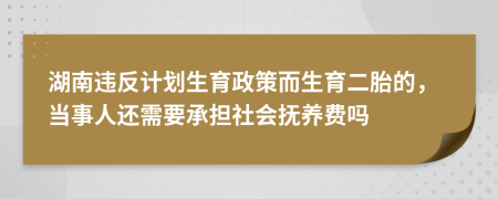 湖南违反计划生育政策而生育二胎的，当事人还需要承担社会抚养费吗