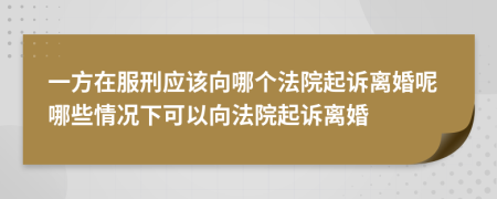 一方在服刑应该向哪个法院起诉离婚呢哪些情况下可以向法院起诉离婚