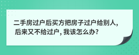 二手房过户后买方把房子过户给别人, 后来又不给过户, 我该怎么办?