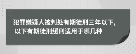 犯罪嫌疑人被判处有期徒刑三年以下, 以下有期徒刑缓刑适用于哪几种