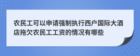 农民工可以申请强制执行西户国际大酒店拖欠农民工工资的情况有哪些