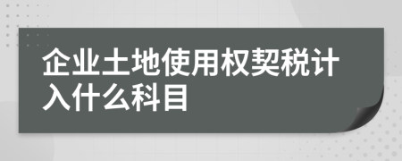 企业土地使用权契税计入什么科目