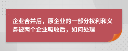 企业合并后，原企业的一部分权利和义务被两个企业吸收后，如何处理