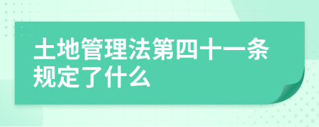 土地管理法第四十一条规定了什么