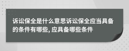 诉讼保全是什么意思诉讼保全应当具备的条件有哪些, 应具备哪些条件