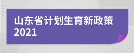 山东省计划生育新政策2021