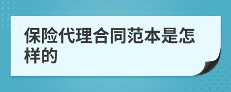 保险代理合同范本是怎样的