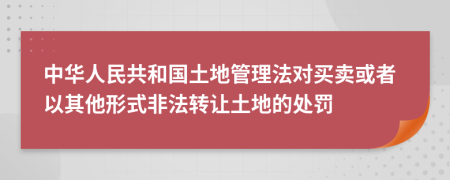 中华人民共和国土地管理法对买卖或者以其他形式非法转让土地的处罚