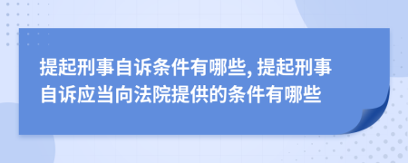 提起刑事自诉条件有哪些, 提起刑事自诉应当向法院提供的条件有哪些