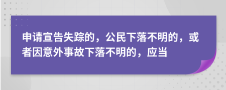 申请宣告失踪的，公民下落不明的，或者因意外事故下落不明的，应当