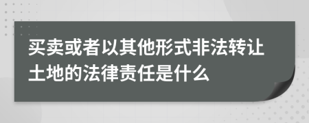 买卖或者以其他形式非法转让土地的法律责任是什么