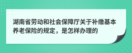 湖南省劳动和社会保障厅关于补缴基本养老保险的规定，是怎样办理的