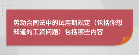 劳动合同法中的试用期规定（包括你想知道的工资问题）包括哪些内容