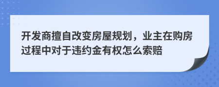 开发商擅自改变房屋规划，业主在购房过程中对于违约金有权怎么索赔