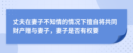 丈夫在妻子不知情的情况下擅自将共同财产赠与妻子，妻子是否有权要