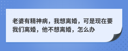 老婆有精神病，我想离婚，可是现在要我们离婚，他不想离婚，怎么办