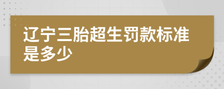 辽宁三胎超生罚款标准是多少