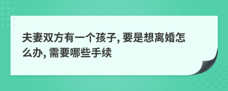 夫妻双方有一个孩子, 要是想离婚怎么办, 需要哪些手续