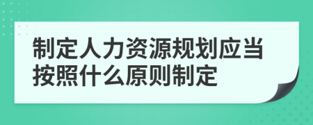 制定人力资源规划应当按照什么原则制定